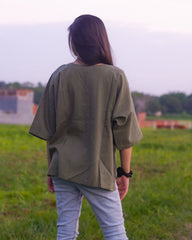 Moss Green Slub Loosefit Shirt