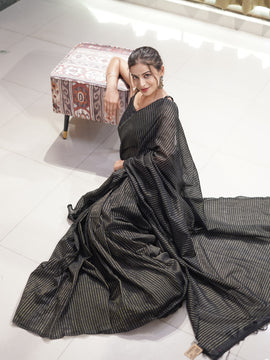 Nargis Black- Handloom Saree