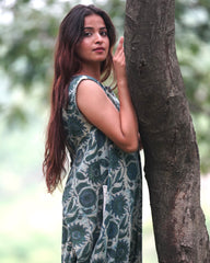 Indigo Ajarakh Handblock sleeveless Dress