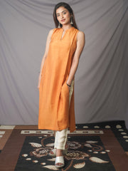 Silk- Sleeveless Kurta Bottom Set