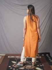 Silk- Sleeveless Kurta Bottom Set