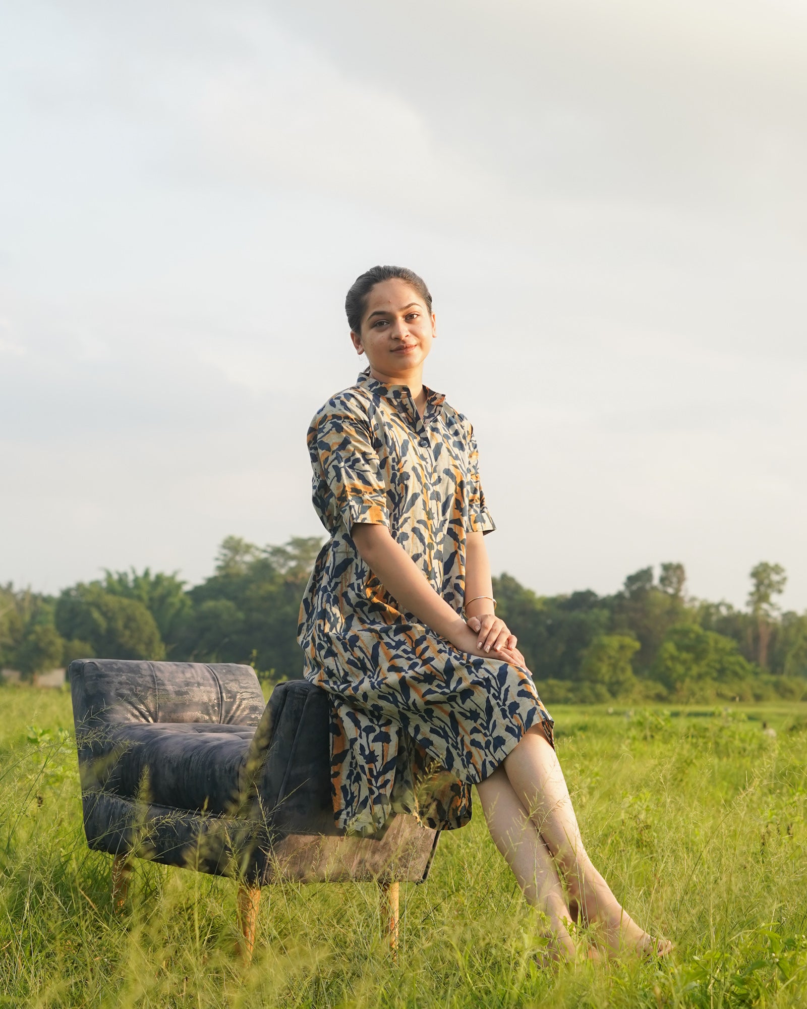 Indigo Handblock Cotton Dress