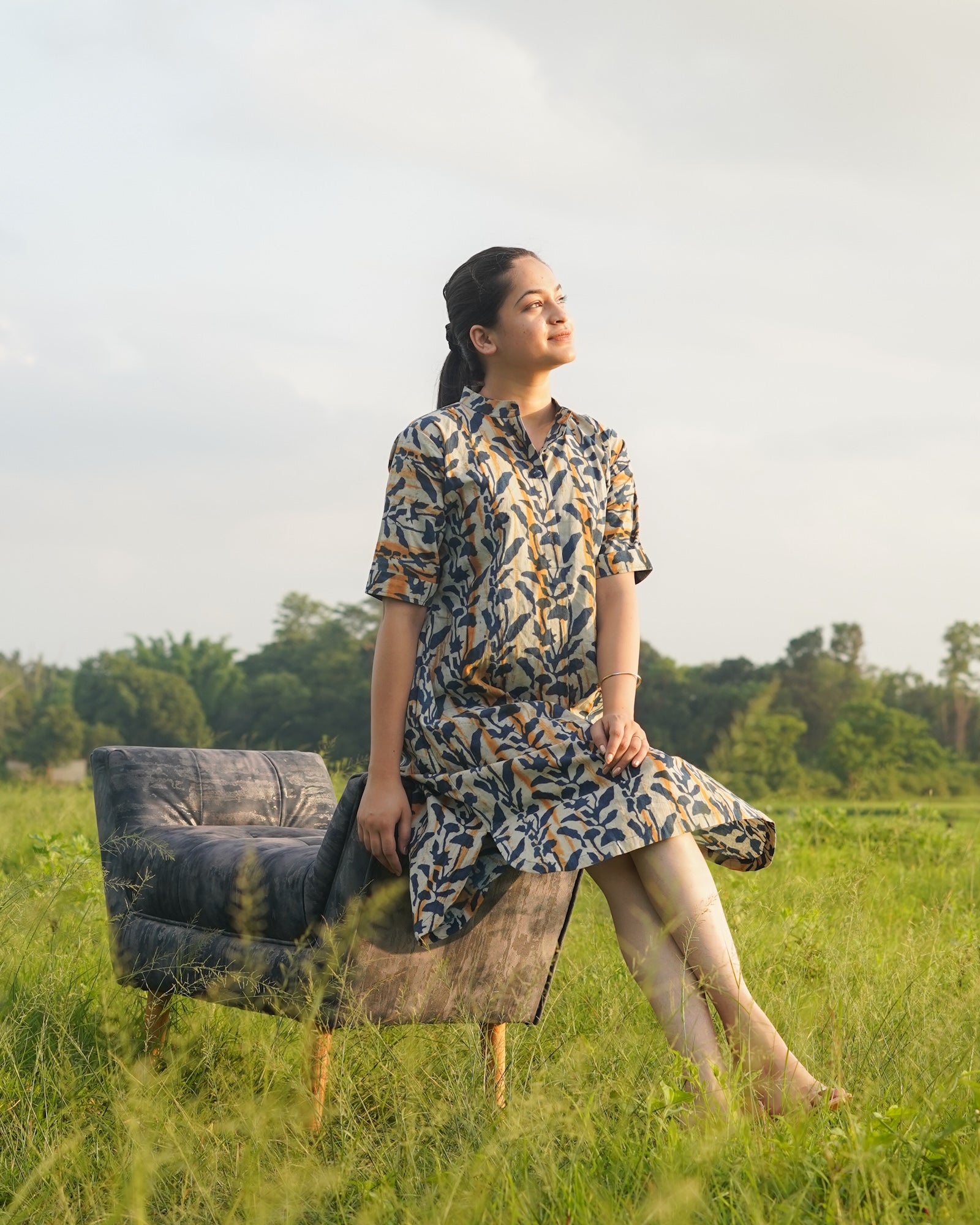 Indigo Handblock Cotton Dress